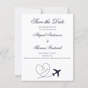 Reserva La Fecha Boda del corazón del avión de destino de pasajeros