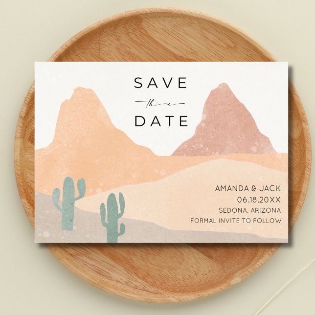Reserva La Fecha Boda del desierto de Boho Rust Terracotta (Boho Rust Terracotta Desert Wedding Photo Save the Date)