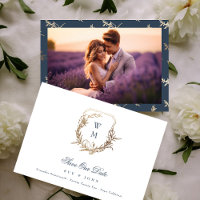 Boda del Escudo Monograma clásico de Navy Blue Gol