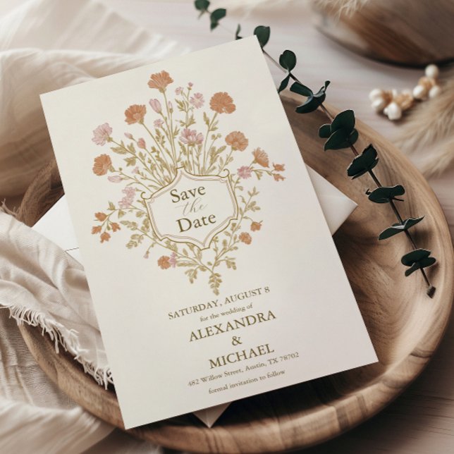 Reserva La Fecha Boda del marco antiguo floral de Rococo (Subido por el creador)