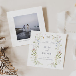 Reserva La Fecha Boda del marco de la flor silvestre Pastel