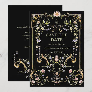 Reserva La Fecha Boda del marco floral de la Gracia Ornate Victoria