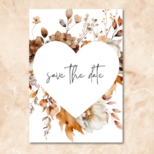 Reserva La Fecha Boda del marco floral neutro de otoño moderno (Modern Fall Neutral Floral Frame Wedding Save The Date)