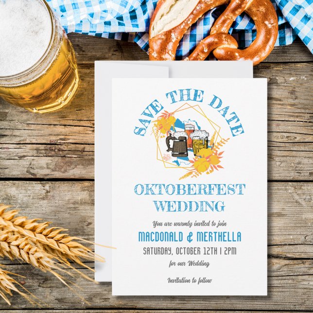 RESERVA LA FECHA BODA DEL OKTOBERFEST (OKTOBERFEST WEDDING Save The Date. Stylish beer-themed wedding stationery. Matching gifts available.)