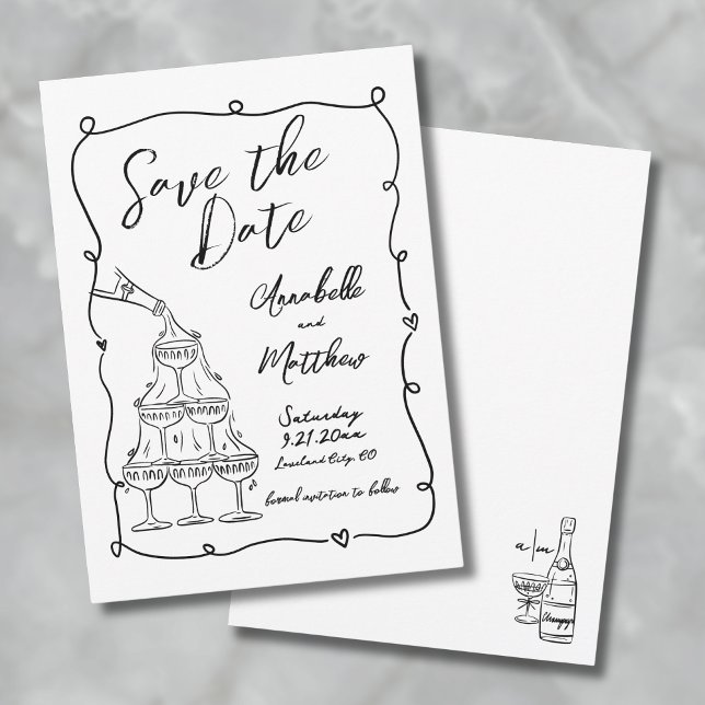 Reserva La Fecha Boda Dibujada a Mano Guardar la Fecha (Whimsical Hand Drawn Wedding Save The Date)