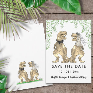 Reserva La Fecha Boda divertida con tema de dinosaurios