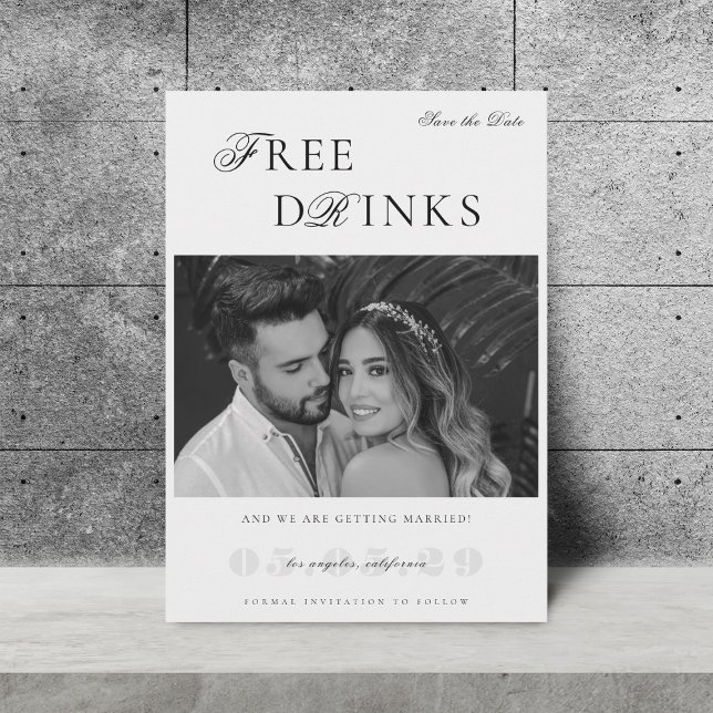 Reserva La Fecha Boda Divertida Humorística Bebidas Gratis Aspecto  (Subido por el creador)