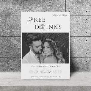 Reserva La Fecha Boda Divertida Humorística Bebidas Gratis Aspecto 