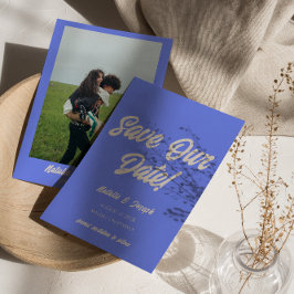 Reserva La Fecha Boda divertida moderna única y audaz azul retro