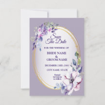 Boda Dorada Acuarela Floral Rosa Púrpura
