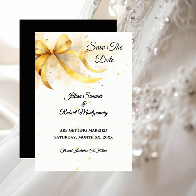 Reserva La Fecha Boda Dorada Elegante (Elegant Gold Wedding Save The Date)