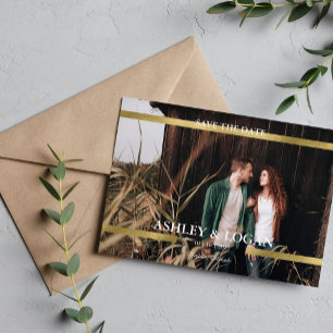 Reserva La Fecha Boda Dorada Moderna Impresa Save the Date