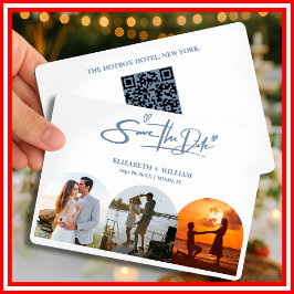 Reserva La Fecha Boda Dusty Blue | Código QR de Foto