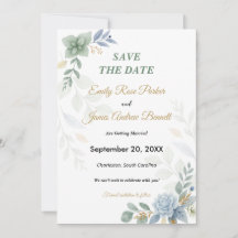 Boda Dusty Blue Floral Watercolor