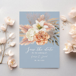 Reserva La Fecha Boda Dusty Blue Peach Floral Boho