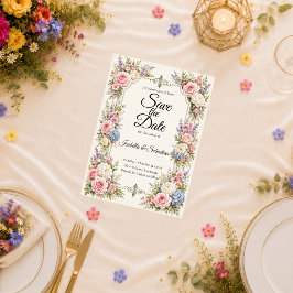 Reserva La Fecha Boda Elegancia Jardín Pastel Romántico