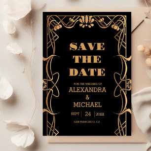 Reserva La Fecha Boda elegante Art Nouveau