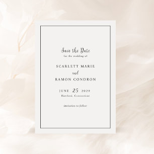 Reserva La Fecha Boda elegante atemporal en blanco y negro