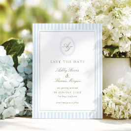 Reserva La Fecha Boda elegante azul y salvia