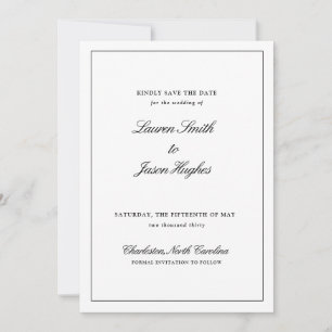 Reserva La Fecha Boda elegante clásico de caligrafía blanca y negra