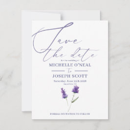 Reserva La Fecha Boda elegante con acuarela Lavender Bliss