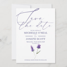 Reserva La Fecha Boda elegante con acuarela Lavender Bliss