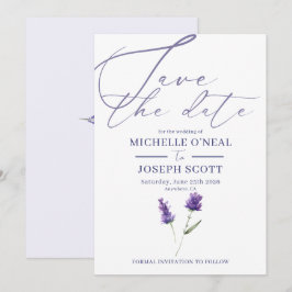 Reserva La Fecha Boda elegante con acuarela Lavender Bliss