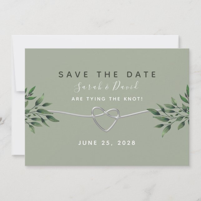 Reserva La Fecha Boda elegante con greenery de acuarela (Anverso)