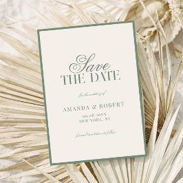 Reserva La Fecha Boda Elegante con Sauce Verde y Dinero Antiguo