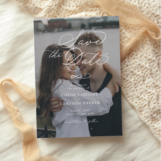 Reserva La Fecha Boda elegante de caligrafía tradicional (Subido por el creador)