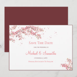 Reserva La Fecha Boda elegante de flor de cerezo