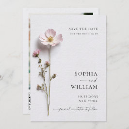 Reserva La Fecha Boda elegante de flores de Boho pastel presionado