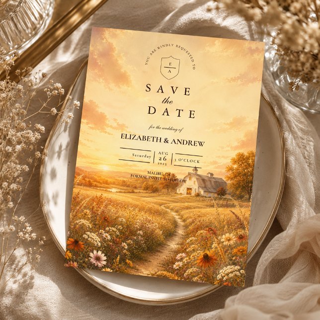 Reserva La Fecha Boda elegante de flores silvestres de otoño (Subido por el creador)