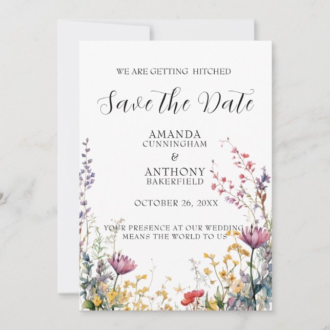 Reserva La Fecha Boda elegante de flores silvestres de primavera Sa (Anverso)