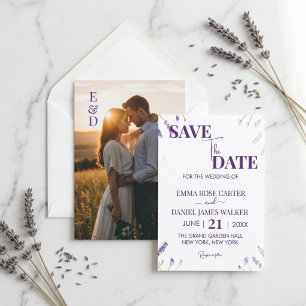 Reserva La Fecha Boda elegante de jardín floral de lavanda