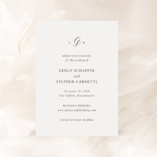 Reserva La Fecha Boda elegante de monograma blanco y negro eterno