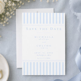 Reserva La Fecha Boda elegante de raya azul clásica