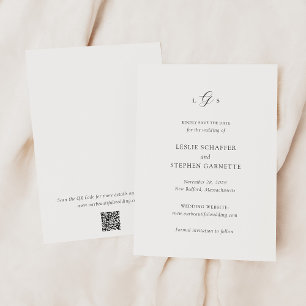 Reserva La Fecha Boda elegante del código QR blanco y negro eterno