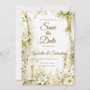 Reserva La Fecha Boda elegante en jardín musical