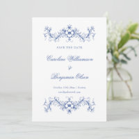 Boda elegante floral francesa azul y blanca