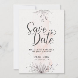 Reserva La Fecha Boda elegante floral gris y rosa