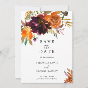 Reserva La Fecha Boda elegante floral rústica de otoño