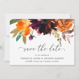 Reserva La Fecha Boda elegante floral rústica de otoño