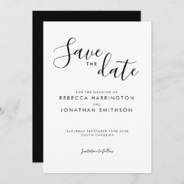 Reserva La Fecha Boda Elegante Mínima Blanca Negra Salva La Fecha