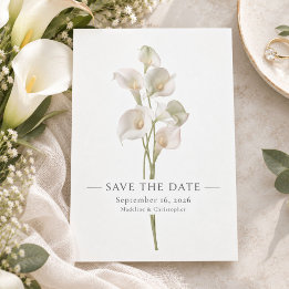 Reserva La Fecha Boda Elegante Minimalista con Lirios de Calla Blan