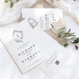 Reserva La Fecha Boda elegante minimalista de hojas de monograma