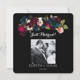 Reserva La Fecha Boda elegante minimalista negra y floral
