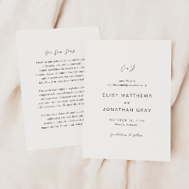 Reserva La Fecha Boda elegante monograma blanco y negro