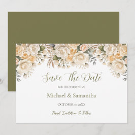 Reserva La Fecha Boda elegante perla blanca y rosa marfil