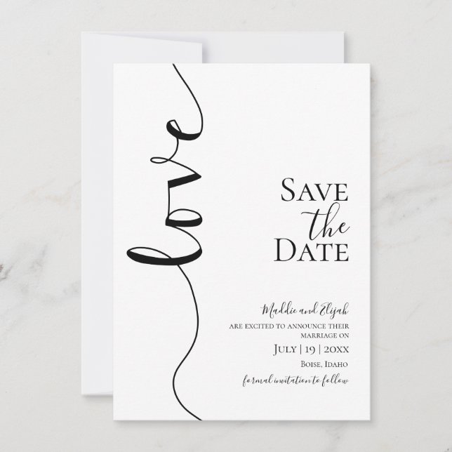Reserva La Fecha Boda, Elegante, Simple, Tipografía, Letra, (Anverso)